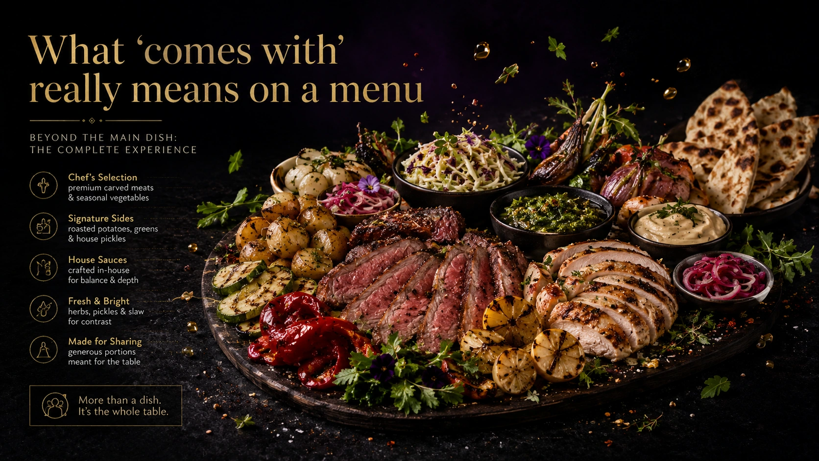 Infographic — what "comes with" a main dish really includes
